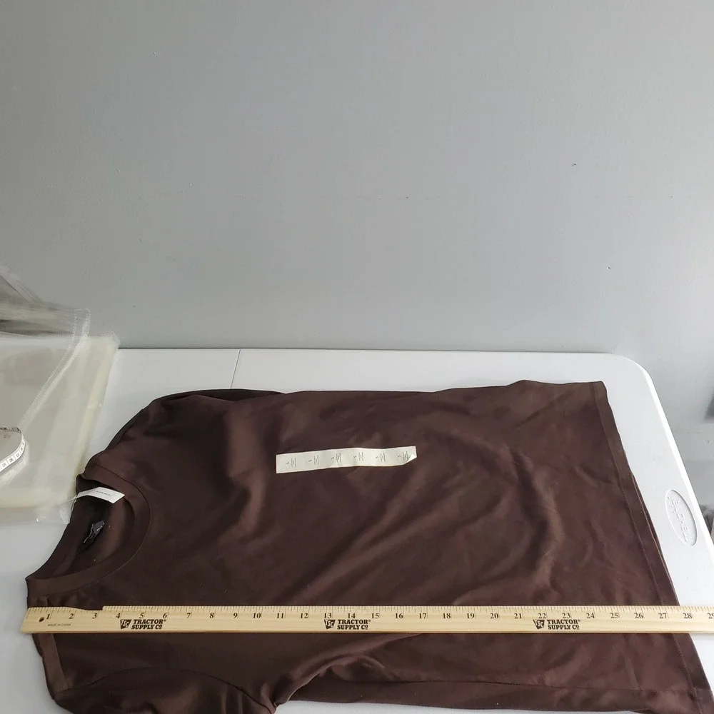 Banana Republic Luxe Touch Long Sleeve Crew Neck Tee Dark Oak Brown Minimalist